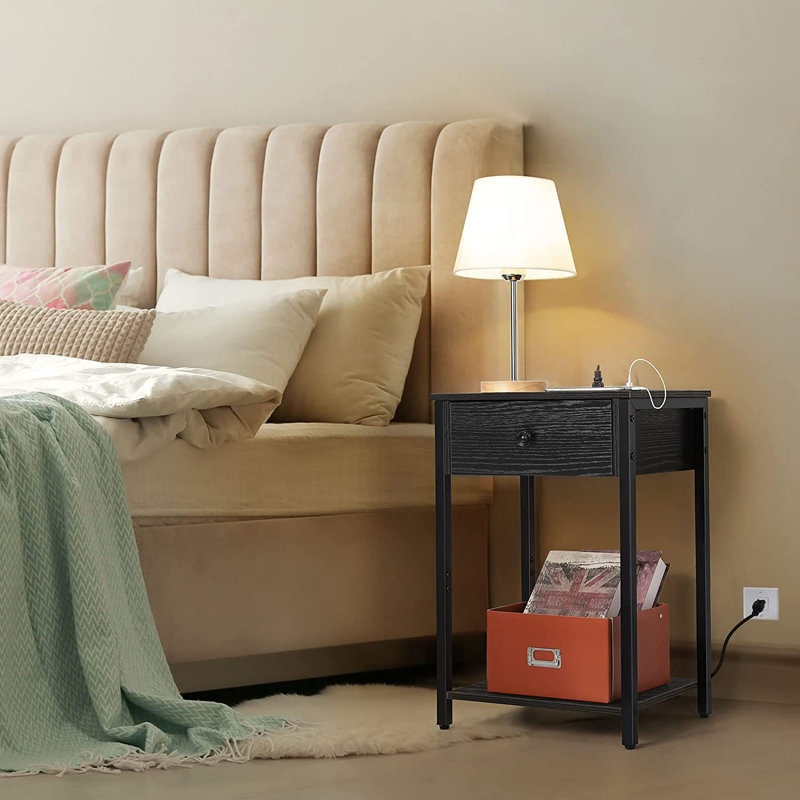 Provenzano 15.75'' W Metal Nightstand, Black