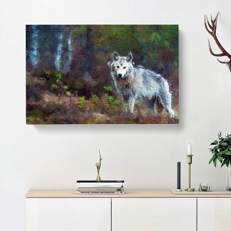 Lone Wolf - Wrapped Canvas Painting, 40cm H x 60cm W x 3cm D