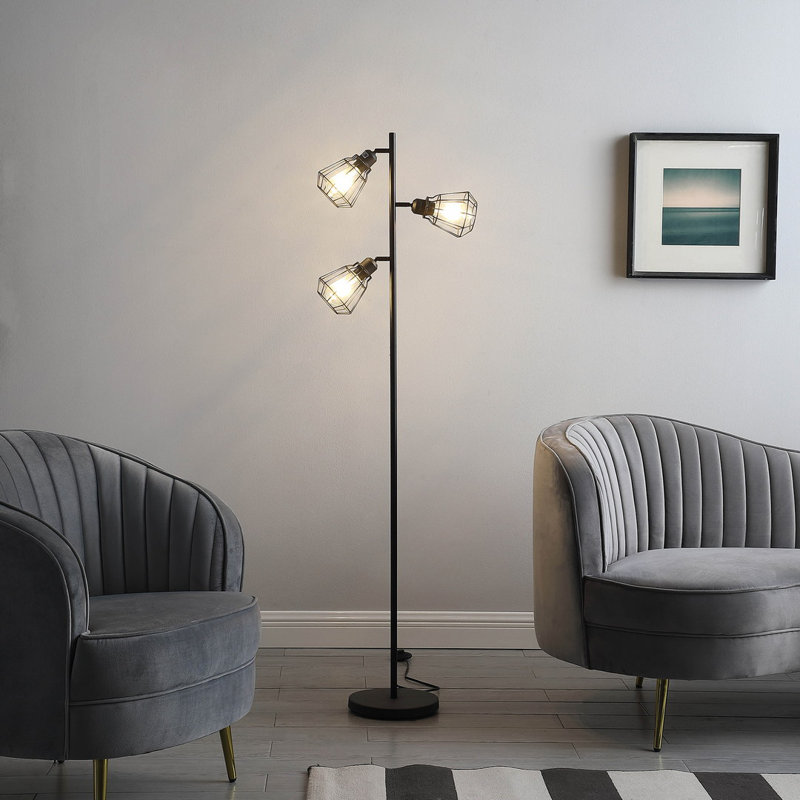 Adjustable Cage Shade Industrial Farmhouse Floor Lamp