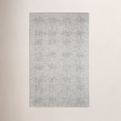 Armando Gray Ivory Hand-Tufted Plaid Wool Rug