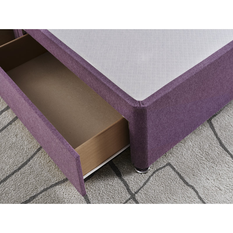 Wool Divan Bed Base, Lilac, Double (4'6), No Drawers