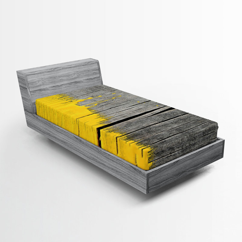Drap-housse Ambesonne, paquet de 2, Drap-housse simple TG, Jaune / bois gris / déclin