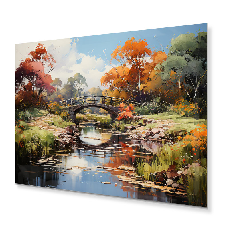 " Green Bridge Impressionist Crossing An ", 12" H x 20" W x 1" D