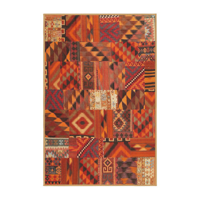 Tapis de zone orange/brun contemporain Mutluyaka