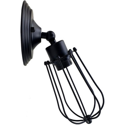 Wall Sconce Light Fixture, Vintage Industrial Farmhouse Style with Adjustable Arm & Metal Wire Cage, E26 Base Ideal for Hallway, Restaurant, Bedroom, Living Room.