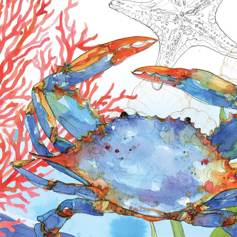Oceana Crab White Framed Print Wall Art