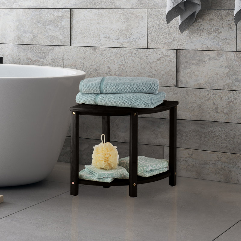 Lavish Home Corner Shower Bench - Water Resistant Shower Stool for Inside Shower, Bathroom, or Sauna - Shower Foot Rest for Shaving Legs, Bench Seat, or Bathroom Storage