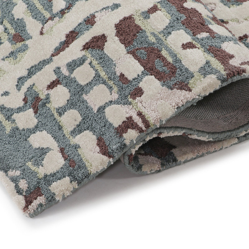Minturn Hand-Tufted High Low Textured Indoor Rug Geometric Balsam Green, Rectangle 9' x 13'