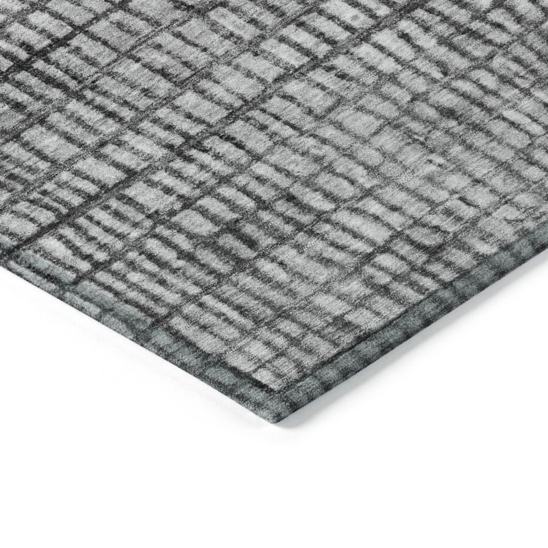 Machine Washable Indoor/Outdoor Xhevrie Gray Rug, Rectangle 3' x 5'