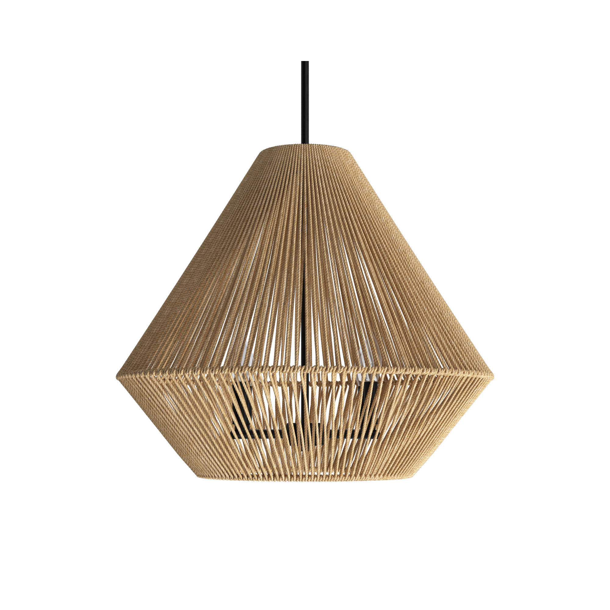 Simon 4 Light Cotton Steel Dimmable Pendant, Natural Raphia Rope