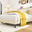 Grand lit plateforme, cadre de lit en métal avec station de charge, aucun sommier tapissier (beige), silencieux, facile à assembler.-746930376