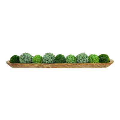 Sedum Balls and Long Wood Planter