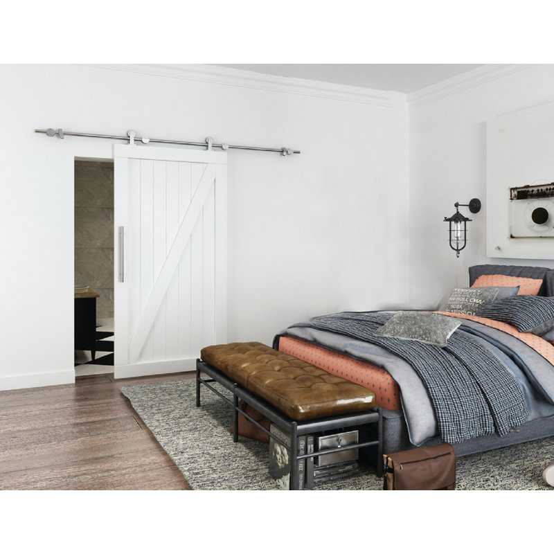 Amici 96" Stainless Steel Single Roller Barn Door Hardware Kit