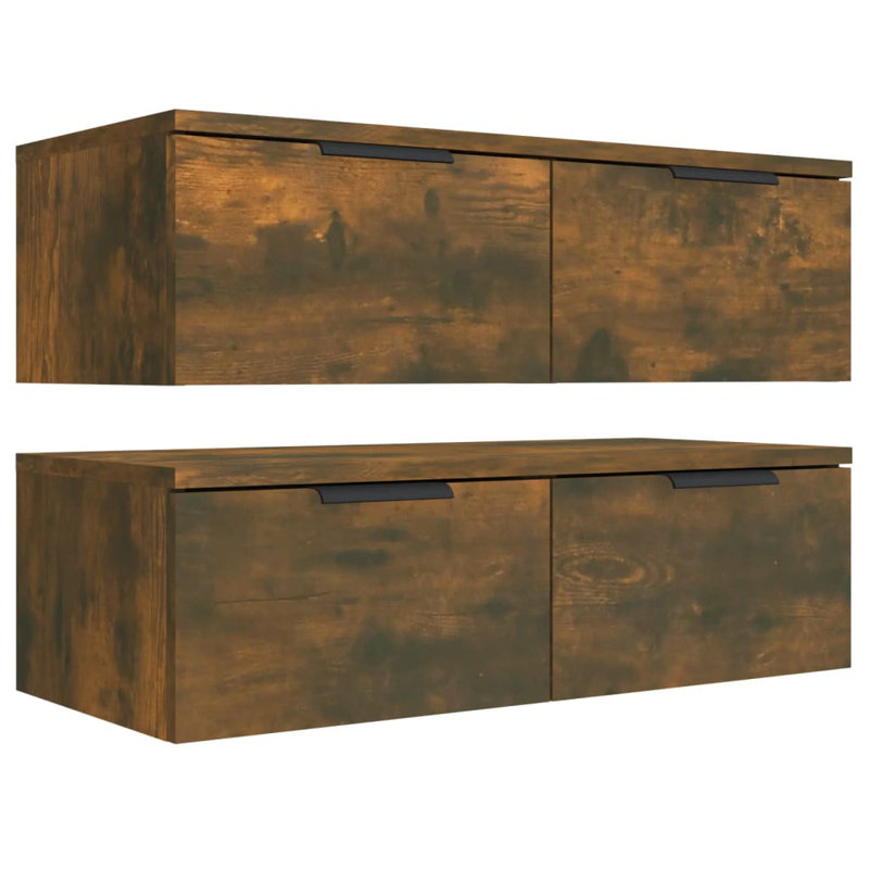 Brayden Studio Wall Cabinets 2 Pcs 68X30x20 Cm Engineered Wood, Smoked Oak