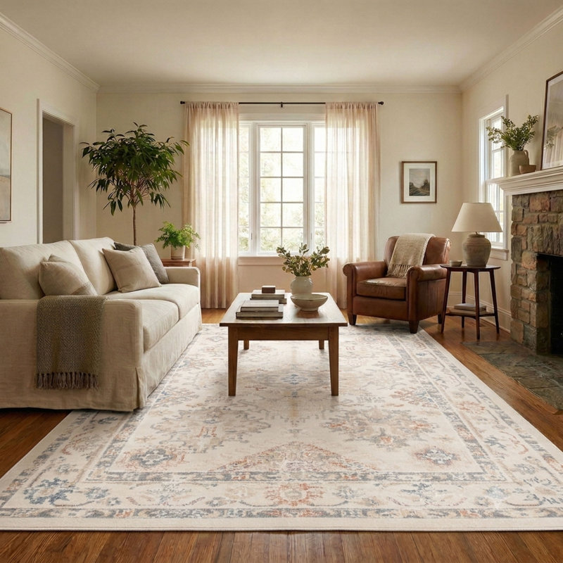 Rococo Ivory Rug, Rectangle 8' x 10'