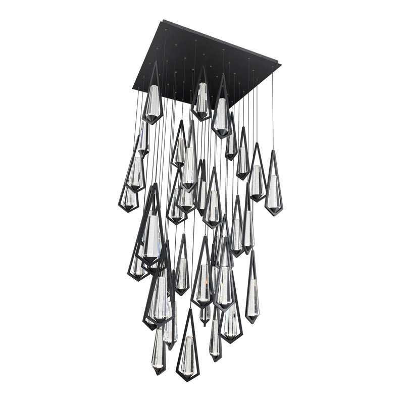 Devotion LED Pendant, 18" H x 36" W x 36" D, Black, 41 Lights