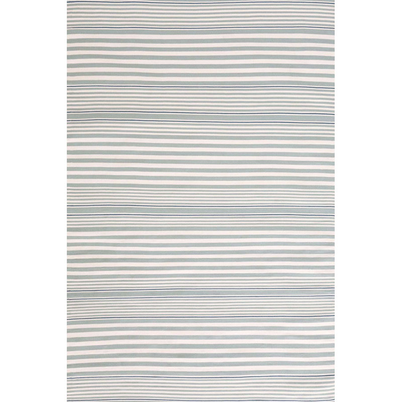 Rugby Striped Area Rug in Light Blue, Runner 2'6" x 12'