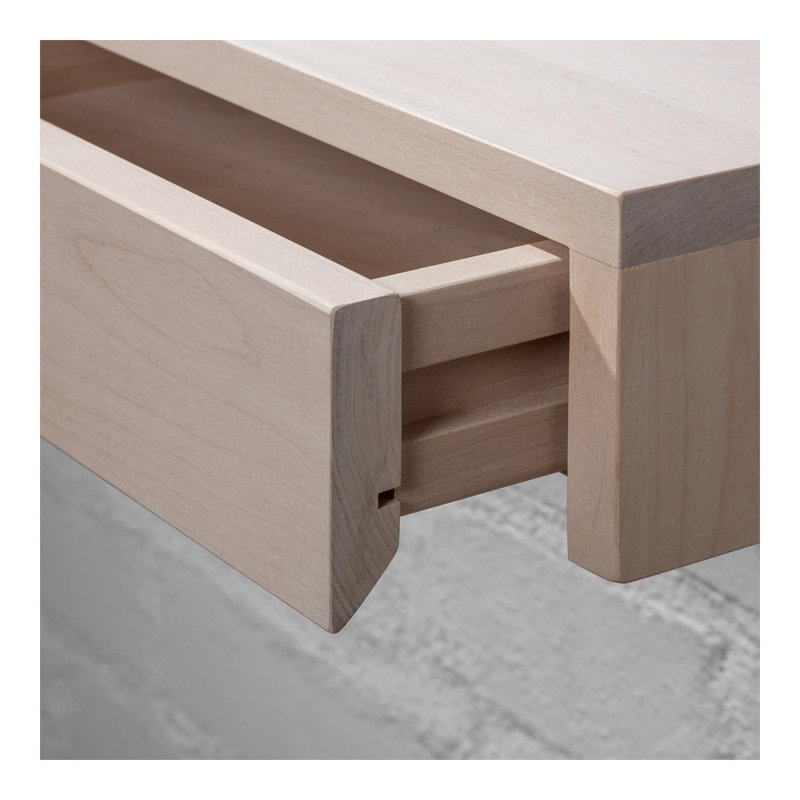 Perkin - Small Floating Nightstand White Finish With Drawer, Solid Wood Wall Drawer