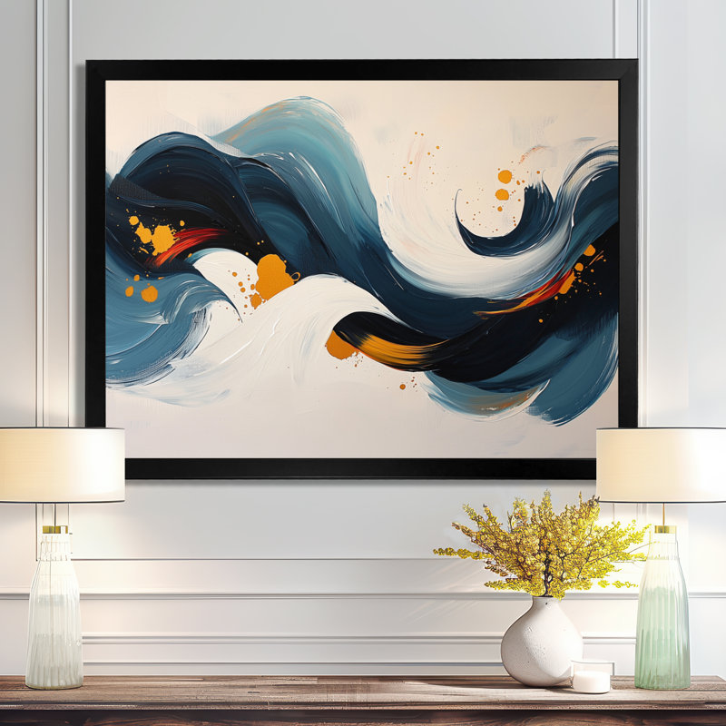 Omor - Abstract Large Wall Art, Cadre simple, Noir, noir, noir, noir, H 12 po x l 20 po