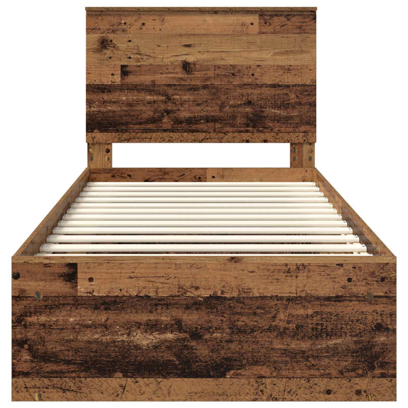 Solid Wood Bed, Old Wood, European Single (90 x 200 cm)