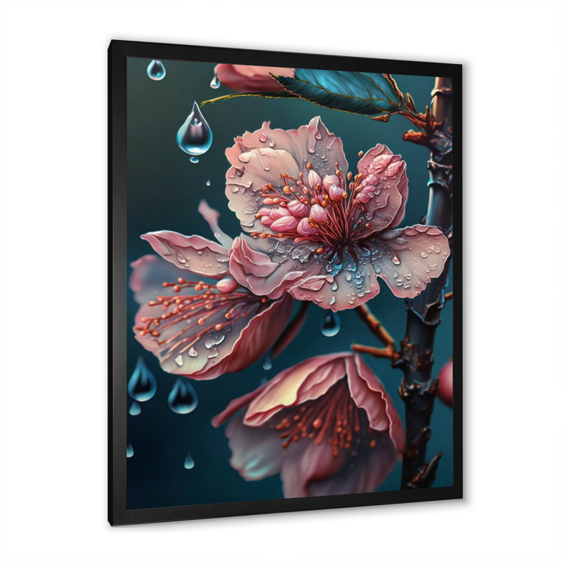 «Doline Pink Blooming Cherry Flowers», reproduction sur toile, Cadre photo noir, H 44 po x l 34 po x P 1,5 po
