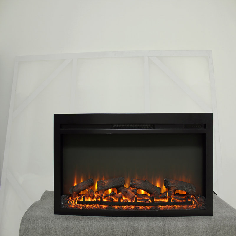Foyer électrique de 44 po, encastré au mur avec télécommande et flamme artificielle, chauffe-lumière à DEL