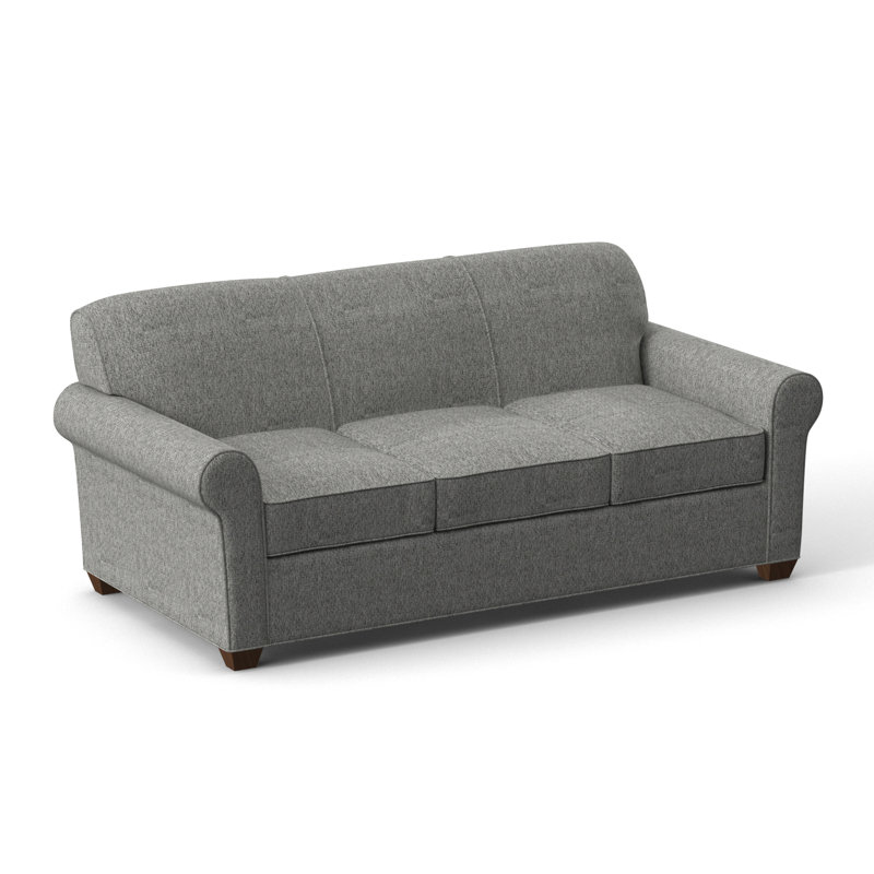 Finn 83" Rolled Arm Sofa Bed with Reversible Cushions, Montana Walnut, Connelly Dove, Hybrid