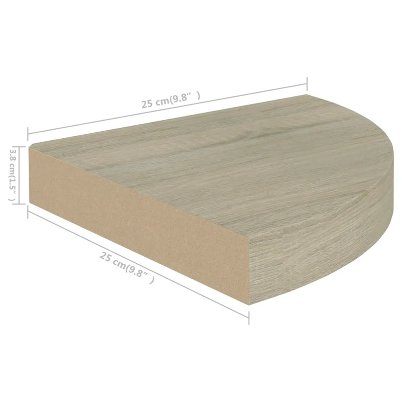 Arsi Corner Shelf, Oak, 3.8cm H x 25cm W x 25cm D