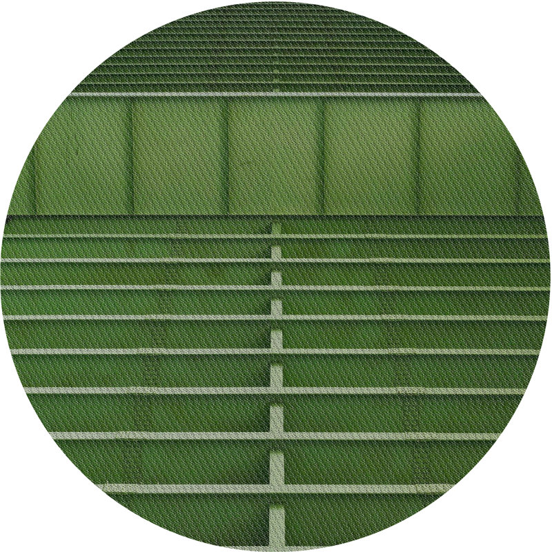 Tapis à motif géométrique vert, Rond 8 pi