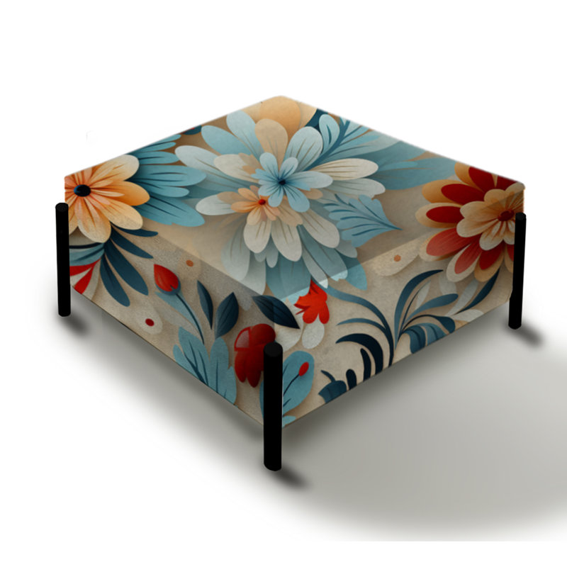 Moroccan Delight Blooming Intrigue - Grand repose-pieds carré floral