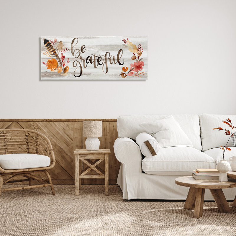 Be Be Grateful Boho Calligraphy, Toile tendue, H 20 po x l 48 po x P 1,5 po