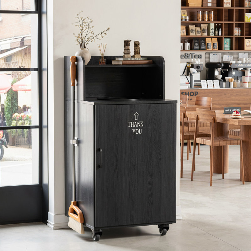 Armoire à poubelle de restaurant de 32 gallons avec trou de chute, poubelle en bois commerciale et poubelle avec plateau supérieur, porte à charnières, grande poubelle pour cafétéria, buffet, bureau à domicile, cuisine, buanderie et école
