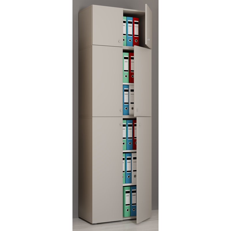 Alixia 70cm Wide File Cabinet, Grey/Brown/Blue