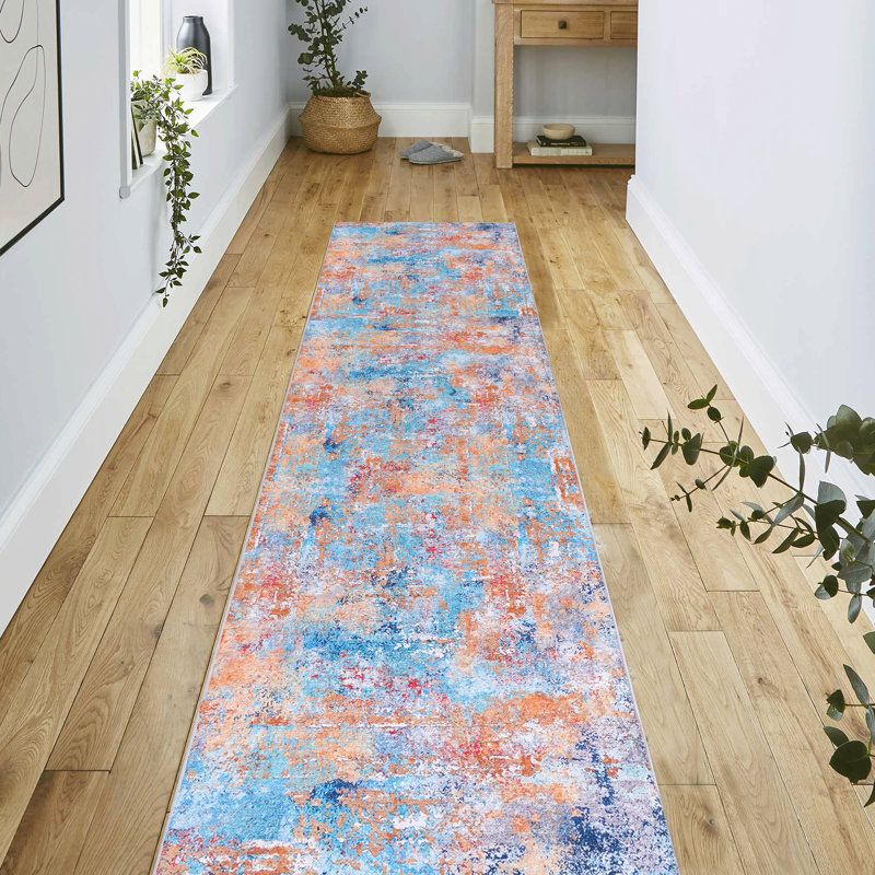 Non-Slip Area Rug For Bedroom - Washable, Low-Pile, Stain , & Pet Safe  Multi, 2'6'' X 10' Machine Washable Dining Room Non-Shedding, Foldable, , Pet-