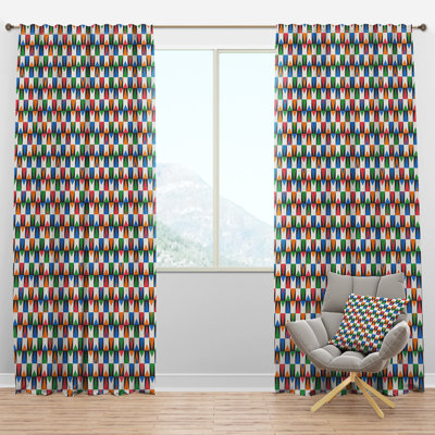 Retro Ornamental Design II - Mid-Century Velvet Curtain - Room darkening - 1 panel