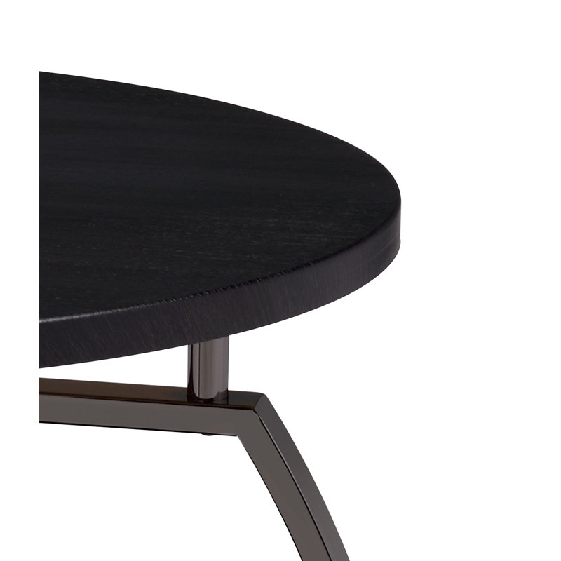 Table de bout ronde avec rangement Kaedin, Noir