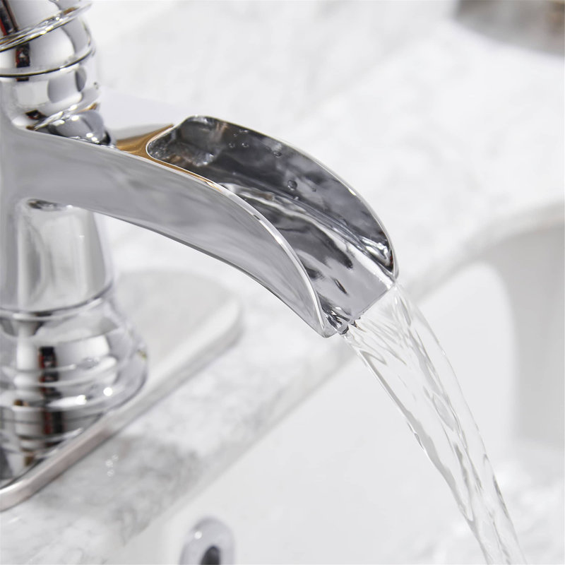 Waterfall Single Hole Bathroom Faucet With Drain Assembly, Chrome