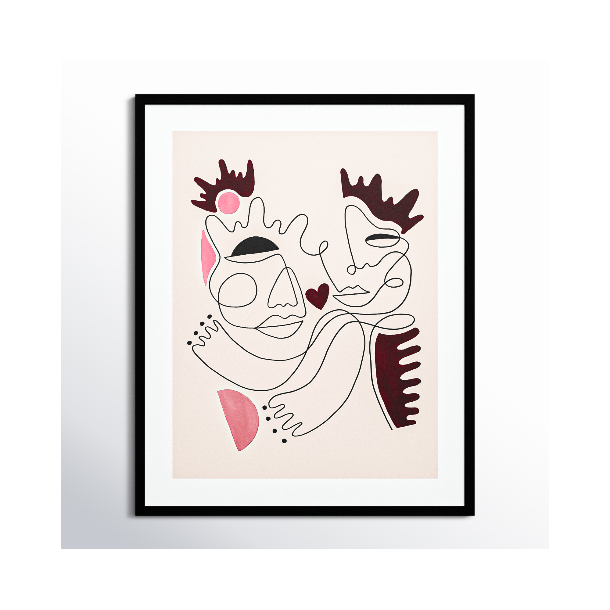 Love Yours by Shatha Al Dafai, 41.38" H x 33.38" W x 0.875" D, Noir Black Framed