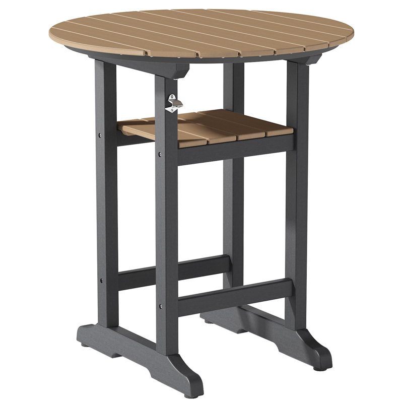 Table de bar 34 po Hdpe, Brun / Noir