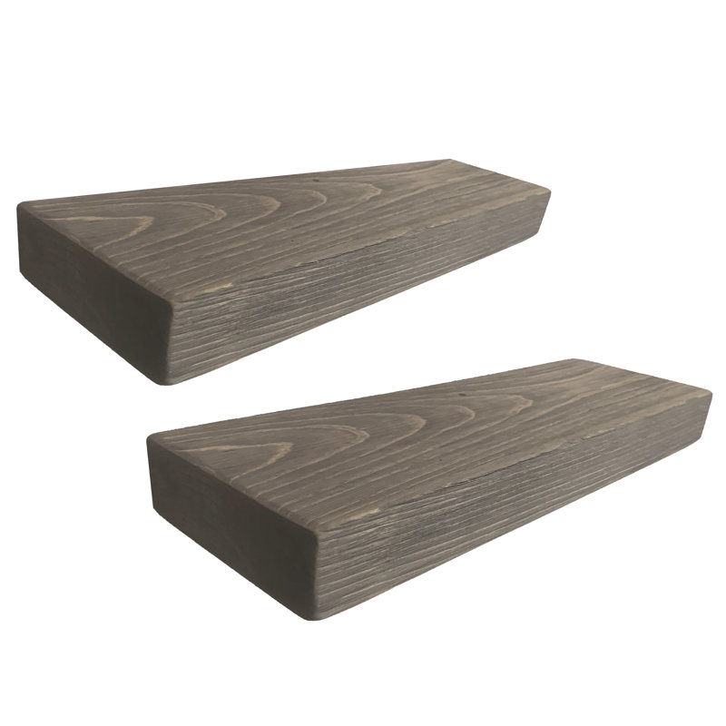 Mcevoy 2 Piece Pine Floating Shelf, 2" H x 24" W x 6" D, Gray