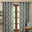 Suri Geo Lined Eyelet Curtains Cotton Blend Semi Sheer Curtain Panel Pair-111456601-111456602