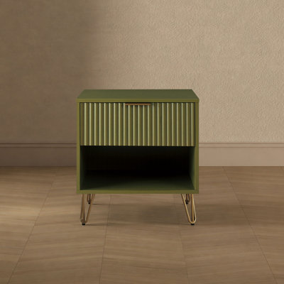 Table de chevet cannelée moderne à 1 tiroir l 20 po Dumbo