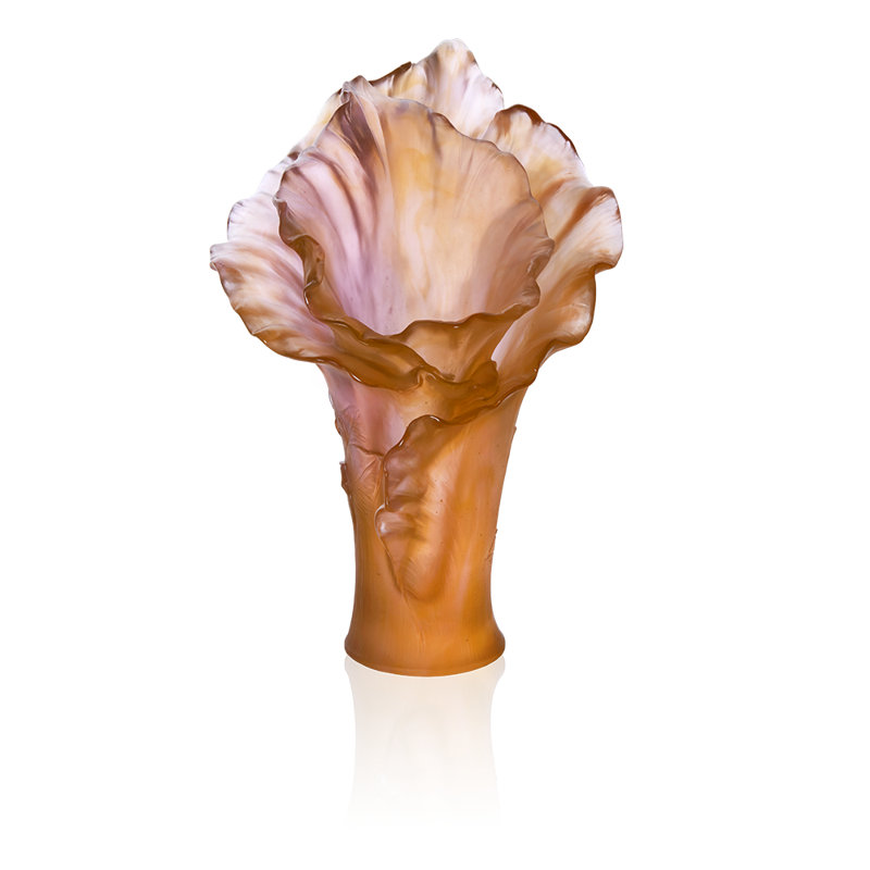 Arum Handcrafted Crystal Table Vase, Orange