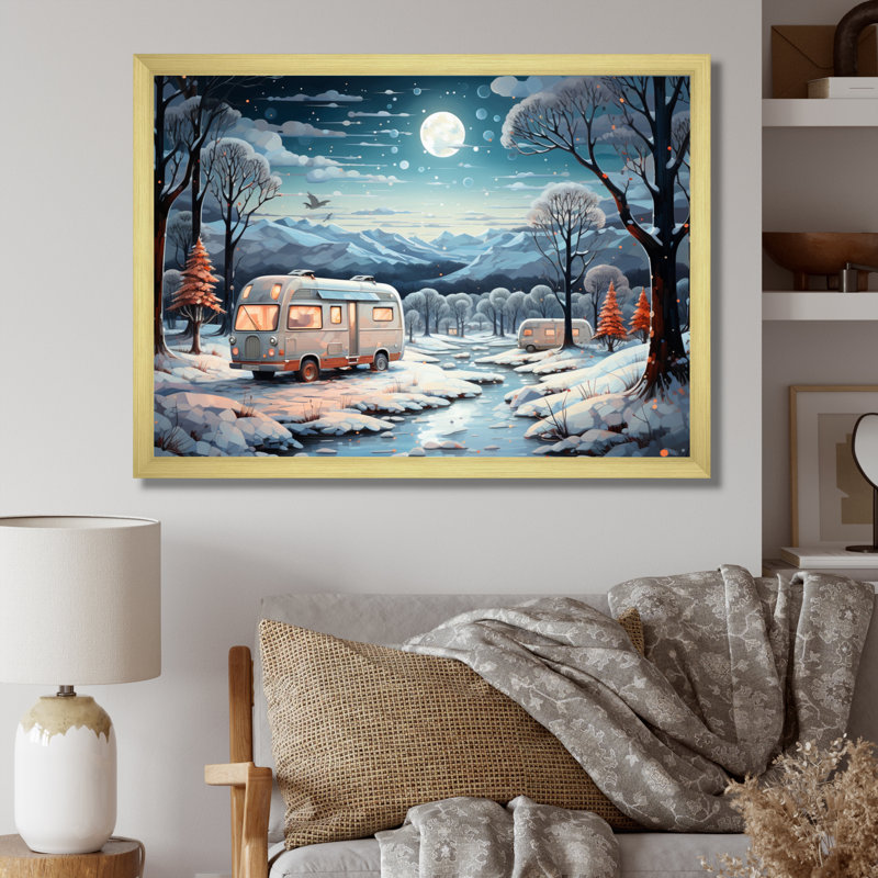 «Campingtravel Winters Whisper V», reproduction sur toile, Cadre doré à une seule photo, H 12 po x l 20 po x P 1 po