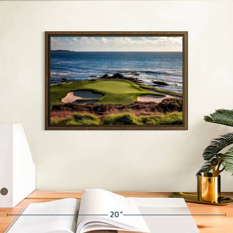 Terrain de golf California Coastline, 13 po x 9 po, Cadre flottant noyer
