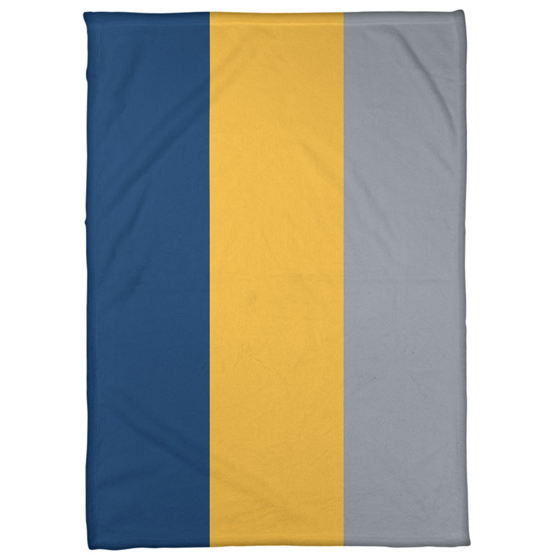 Quilted Throw Blanket, 60" x 80", Navy Blue/Gold/Silver, Mink Touch