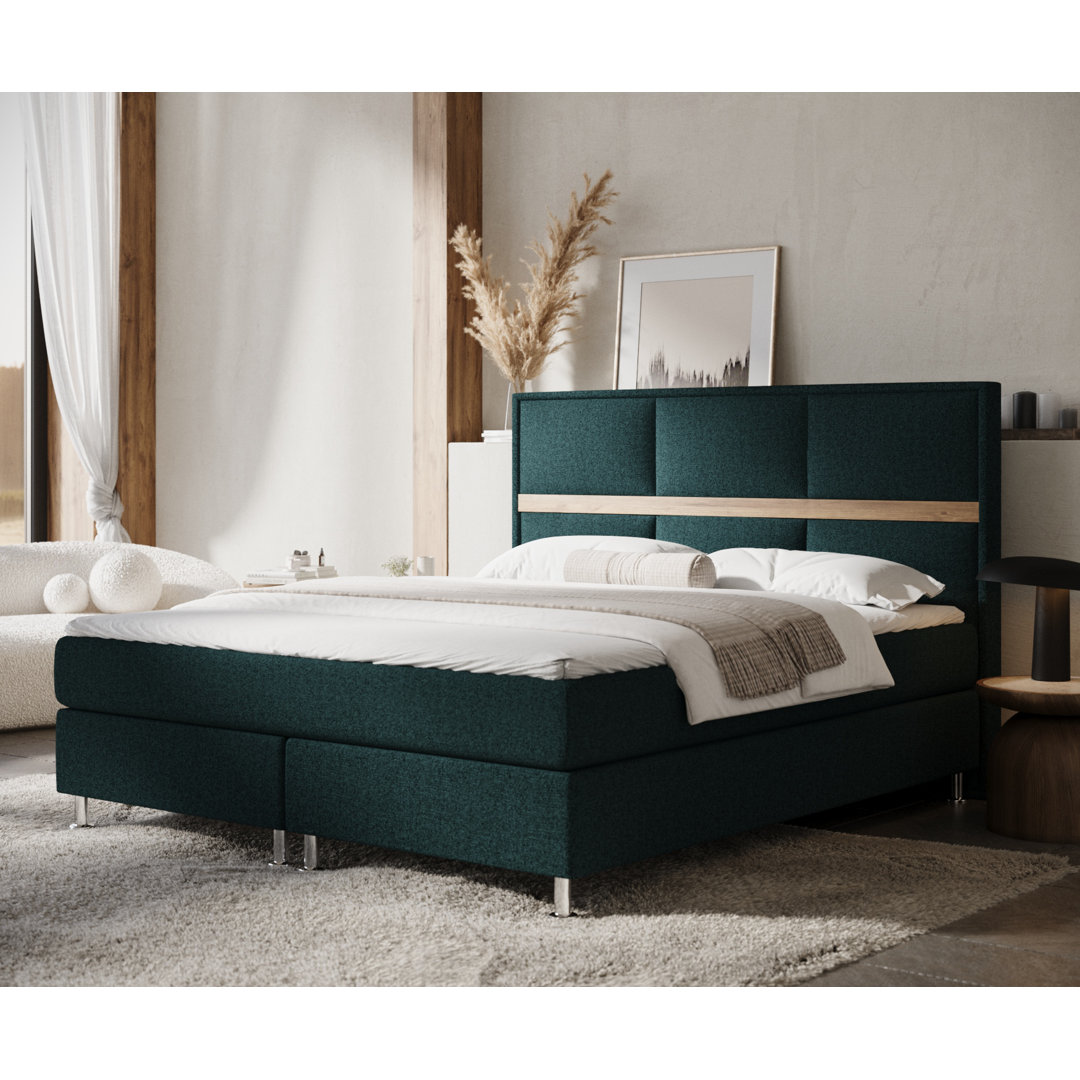 Echtes Boxspringbett Nesline mit Zwei Matratzen und Topper