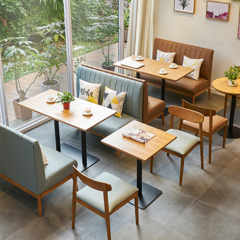 Banc rembourré Nordic Simple Cafe, Bleu clair / café