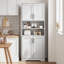 Armoire de rangement haute de 67 po avec 4 portes et tablettes réglables, armoire de salle de bain autoportante pour cuisine, salon, bureau-853180084