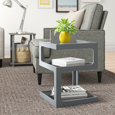 Earnestine Glass Top Frame End Table